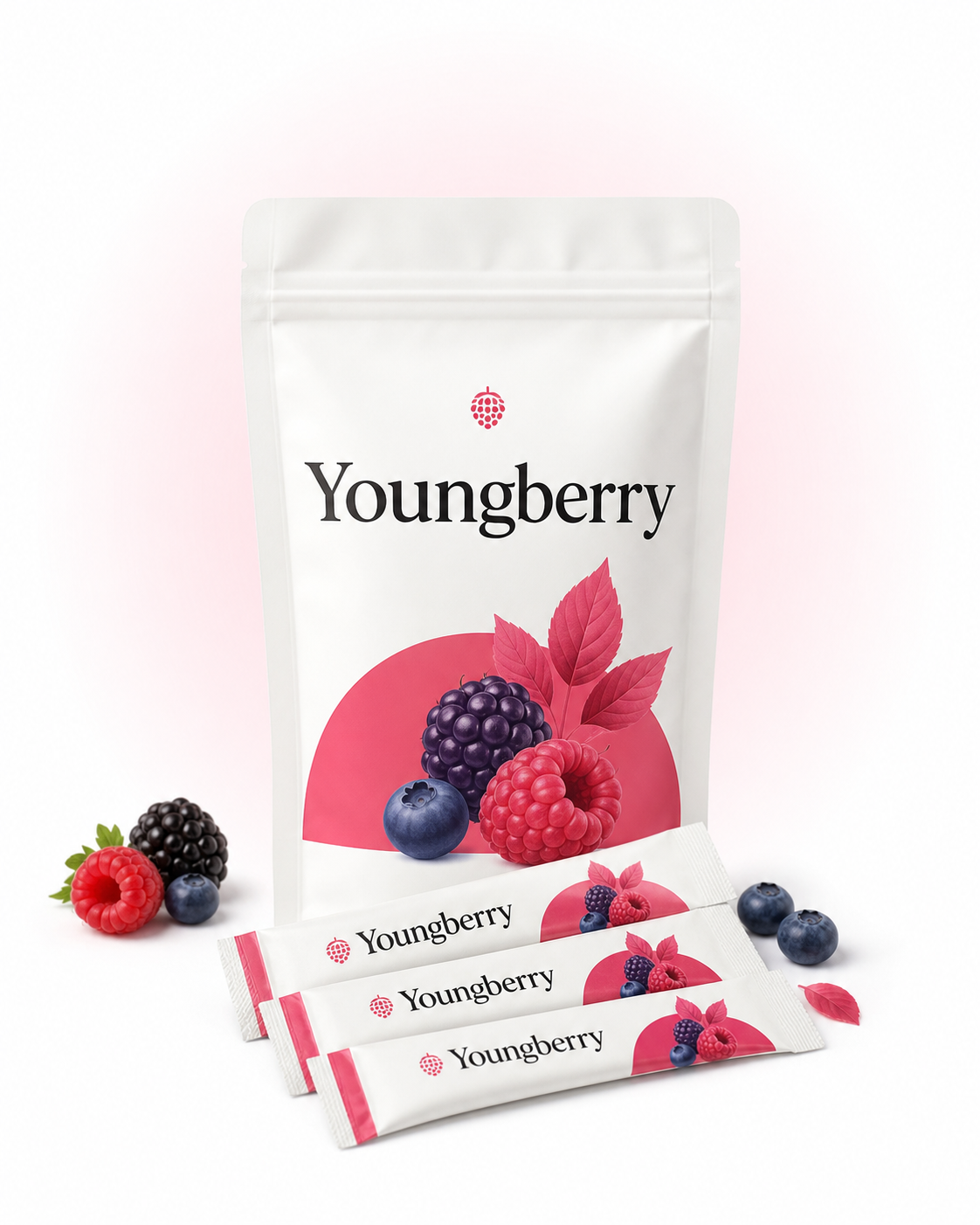Youngberry Berry Original pouch and drink sticks
